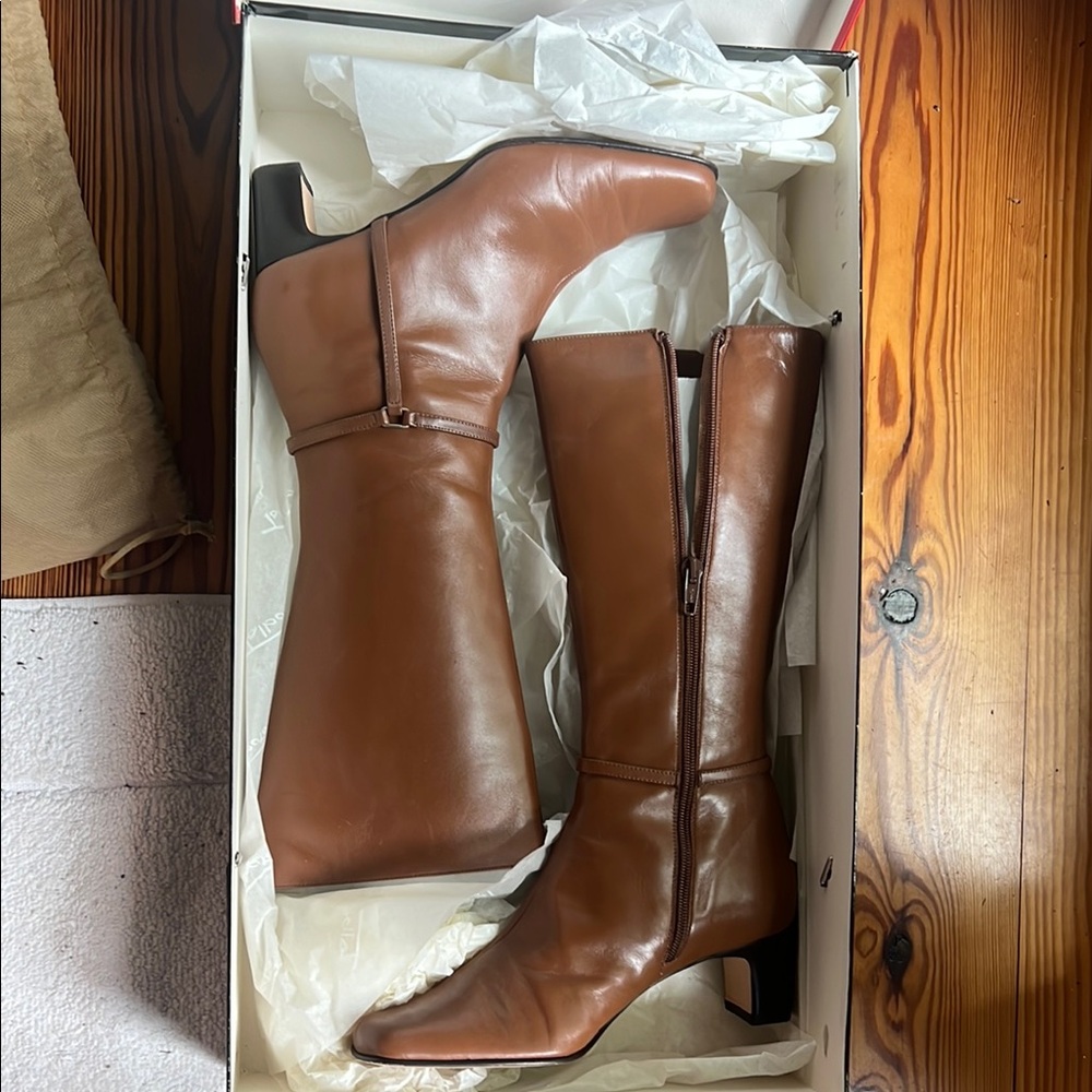Talbots Brown Heeled Boots Classic Leather Design